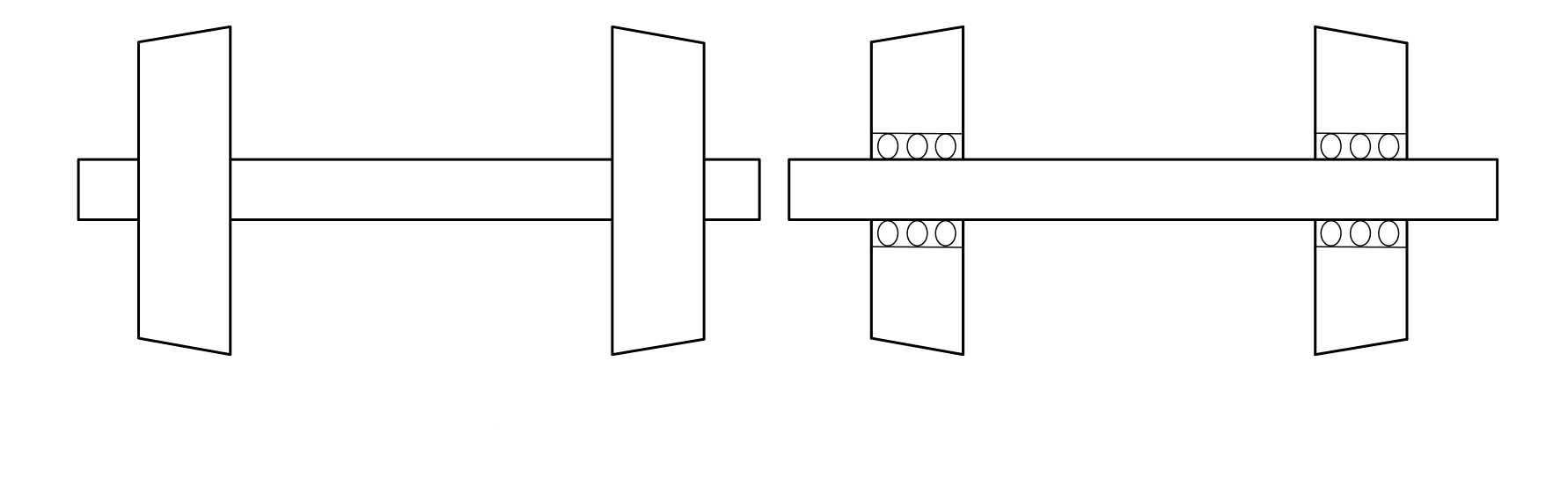 Rigid and independent train wheelsets